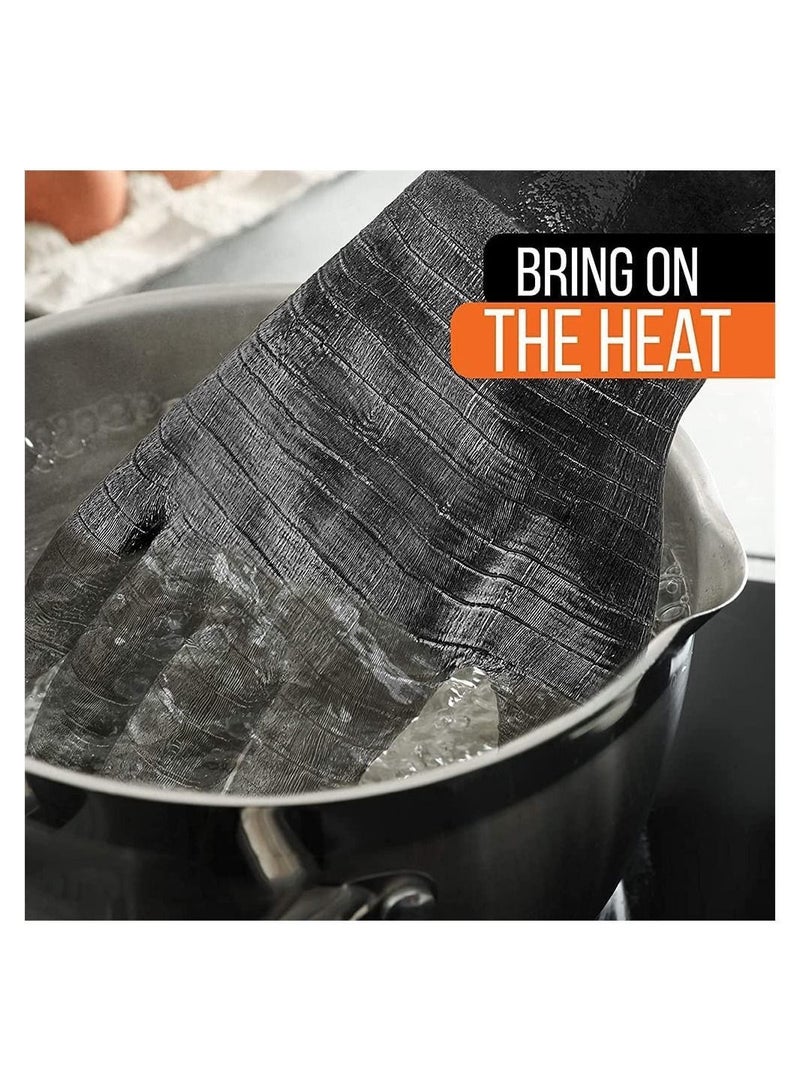 NIBEMINENT Heat Resistant Gloves, SYOSI Long Sleeve Grill Waterproof, Oil-splash-proof, Steam-barbecue-proof, Flame-retardant, Heat-resistant, High-temperature Resistant, Acid-base Corrosion-Proof Gloves  - Image 3