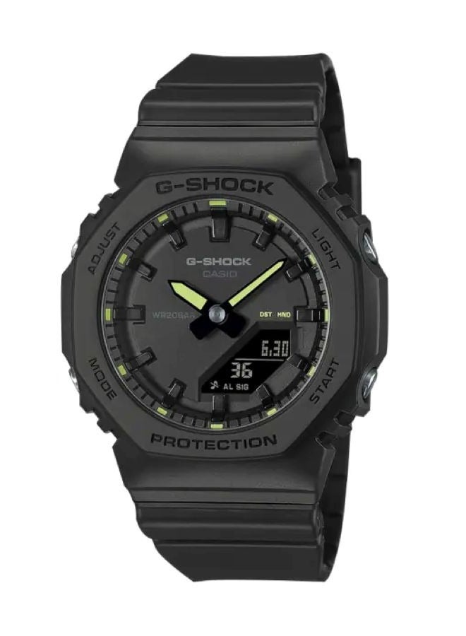 Casio G-Shock GMA-P2100SA-1A2ER Women’s Watch – Black Resin Case & Strap, Black Dial, Volt yellow index markers & hands, Slim Carbon Core Guard, Analog-Digital, Shock Resistant, 200M Water Resistant.