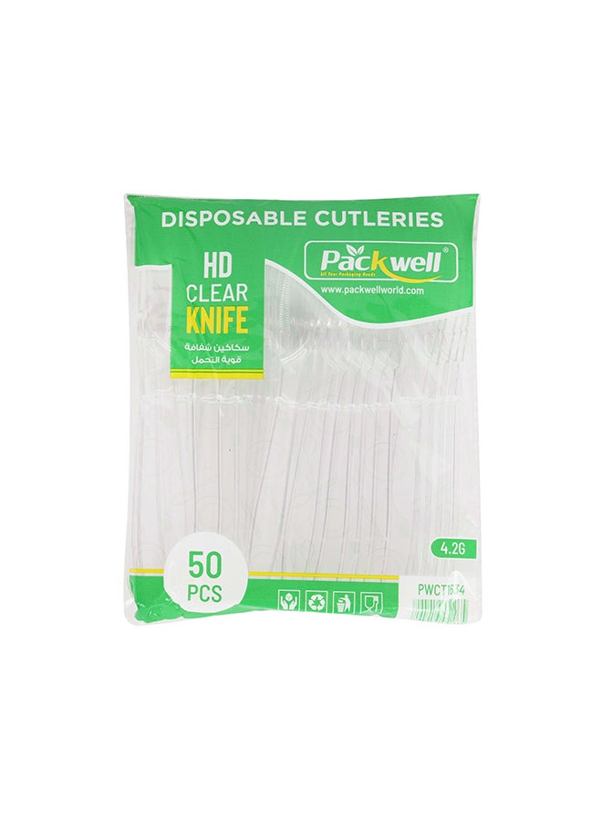 سكاكين بلاستيكية شفافة قابلة للتصرف من باكويل HD، عبوة 50 قطعة