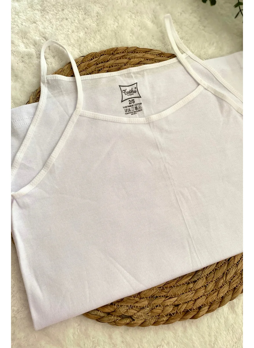 Tutku Ribana Rope Strap Cotton 3-Piece Undershirt