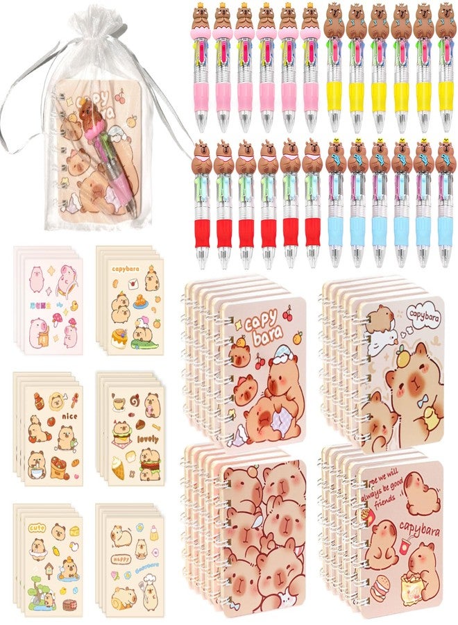 Daphilly 48 Pcs Capybara Gifts Bulk,4-in-1 Ballpoint Pens,Stickers,Notepads,Organza Bulk Gifts Set for Teachers School Office Party Favor Supplies - Image 1