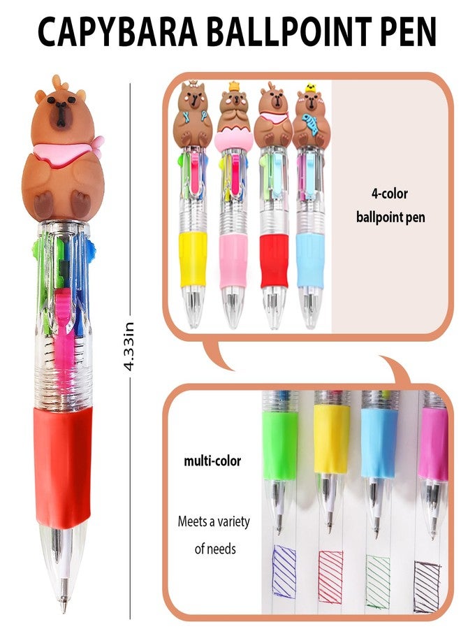 Daphilly 48 Pcs Capybara Gifts Bulk,4-in-1 Ballpoint Pens,Stickers,Notepads,Organza Bulk Gifts Set for Teachers School Office Party Favor Supplies - Image 2