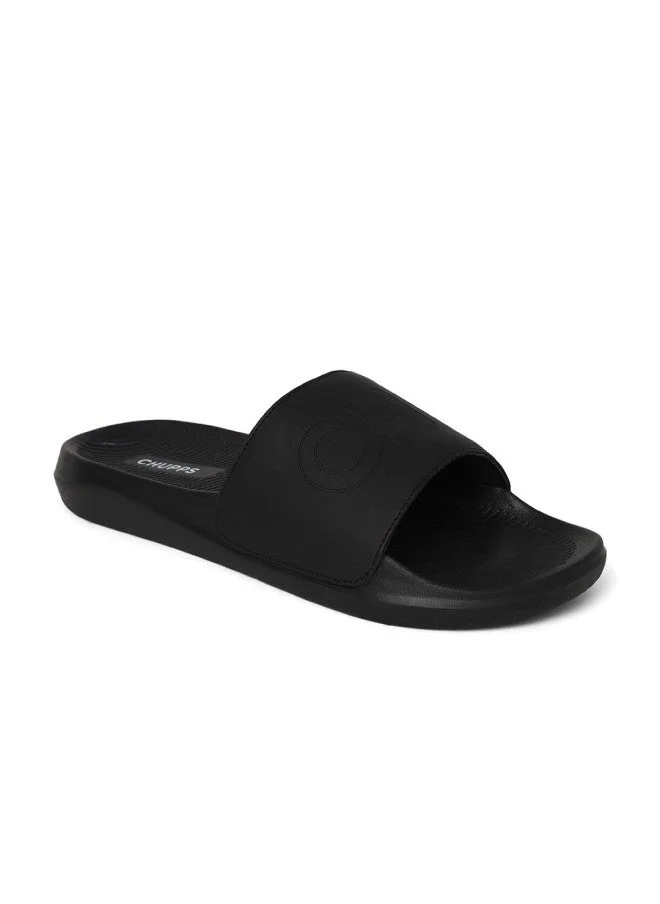 تشيبس Black Self Design Sliders for Men