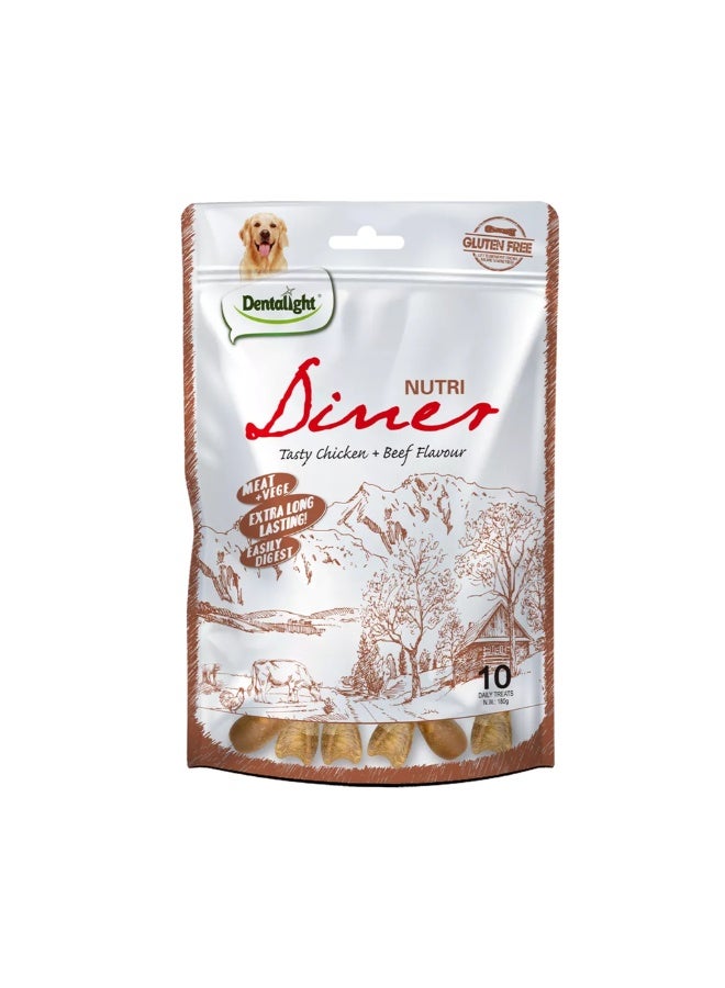 Dentalight 3" Nutri Diner Tasty Dog Treat-Chicken&Beef Flavour 10pcs/Pack (180g) - Image 1