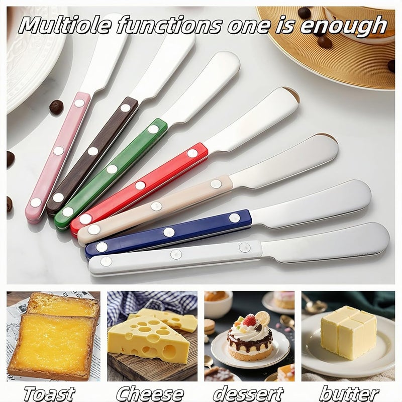 Siutco 4PCS Stainless Steel Butter Knives Set: 6.3 Inch Cheese Spreader 304 Stainless Steel with Ergonomic Handle for Cheese, Butter & Jam (blue) - Image 4
