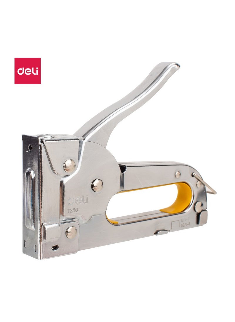 Deli - Deli ET35011 Metal Tacker, Tack up to 8mm Thickness, 50 Staples Max, 13/4-8 & 53/4-8 Staples – Silver, 1PCS/Blister Card, Ideal for Office & Home Use - Image 1