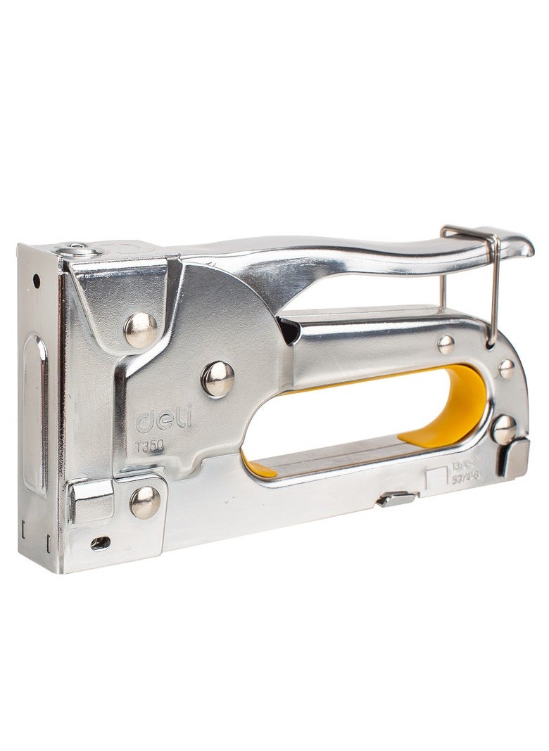 Deli - Deli ET35011 Metal Tacker, Tack up to 8mm Thickness, 50 Staples Max, 13/4-8 & 53/4-8 Staples – Silver, 1PCS/Blister Card, Ideal for Office & Home Use - Image 1