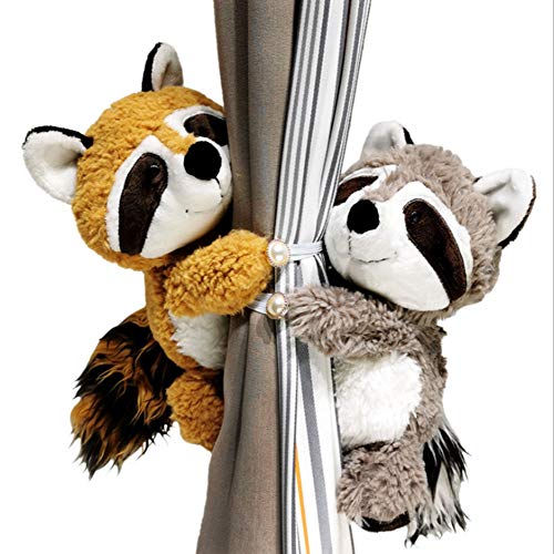 Cciphy 1 Pair Cartoon Curtain Tiebacks Raccoon Window Curtain Hook Curtain Clips Buckle Cute Animal Tieback Buckle Hook Fastener for Living Room Bedroom Curtain (Raccoons C) - Image 4