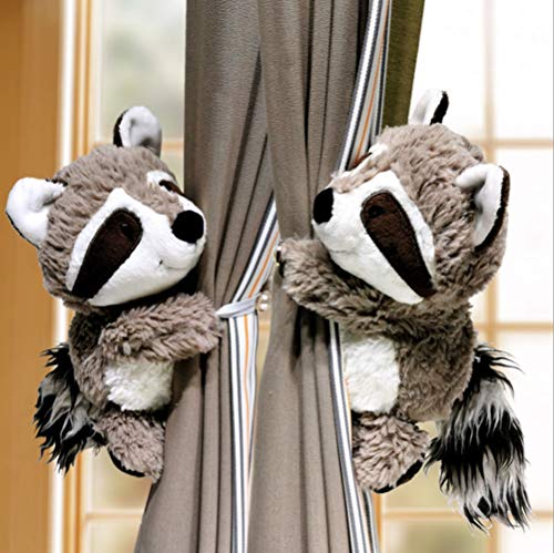 Cciphy 1 Pair Cartoon Curtain Tiebacks Raccoon Window Curtain Hook Curtain Clips Buckle Cute Animal Tieback Buckle Hook Fastener for Living Room Bedroom Curtain (Raccoons C) - Image 1