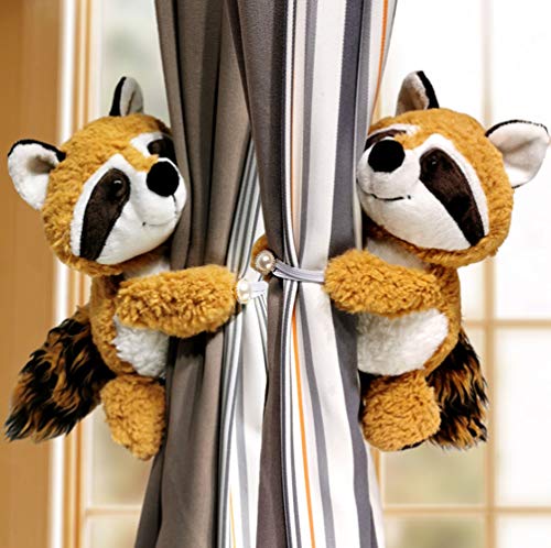 Cciphy 1 Pair Cartoon Curtain Tiebacks Raccoon Window Curtain Hook Curtain Clips Buckle Cute Animal Tieback Buckle Hook Fastener for Living Room Bedroom Curtain (Raccoons C) - Image 3