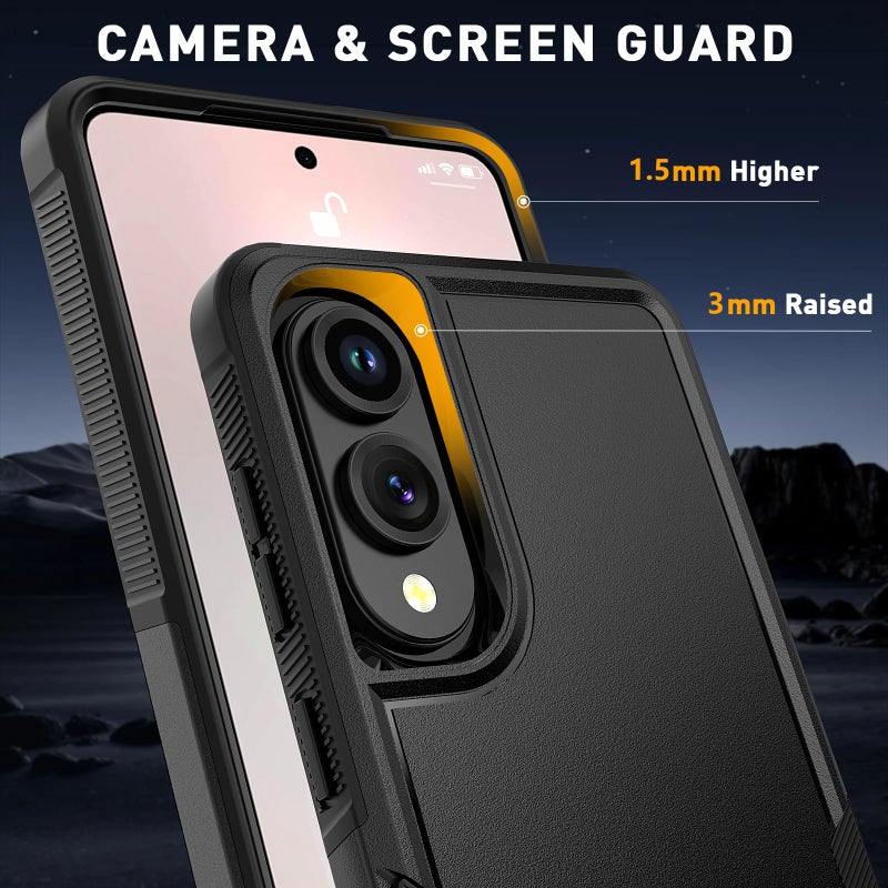 Vinve for Samsung Galaxy S25 Edge Case with HD Screen Protector, 10 FT Military Grade Drop Protection, Anti-Slip Breathable Design, Air Cushion Full-Body Protection Phone Case, Black - Image 3