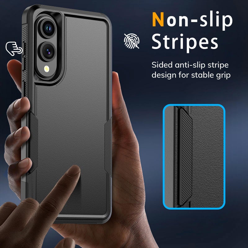 Vinve for Samsung Galaxy S25 Edge Case with HD Screen Protector, 10 FT Military Grade Drop Protection, Anti-Slip Breathable Design, Air Cushion Full-Body Protection Phone Case, Black - Image 5