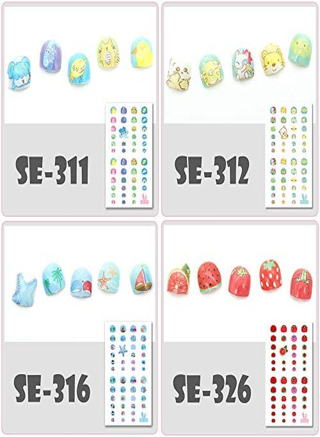 EBANKU Self Adhesive Nail Art Stickers For Kids With Nail File, 12 Sheets 3D Fruits Moon Crowns Rainbow Ice Cream Animals Lovely Nail Stickers Decals Wraps For Girls Kids Holiday Nail Art Decals - Image 3