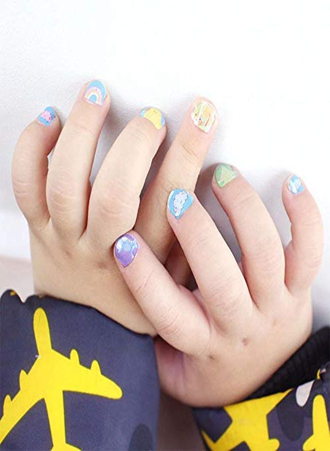 EBANKU Self Adhesive Nail Art Stickers For Kids With Nail File, 12 Sheets 3D Fruits Moon Crowns Rainbow Ice Cream Animals Lovely Nail Stickers Decals Wraps For Girls Kids Holiday Nail Art Decals - Image 4