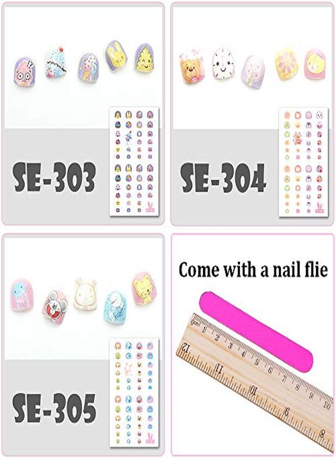 EBANKU Self Adhesive Nail Art Stickers For Kids With Nail File, 12 Sheets 3D Fruits Moon Crowns Rainbow Ice Cream Animals Lovely Nail Stickers Decals Wraps For Girls Kids Holiday Nail Art Decals - Image 2