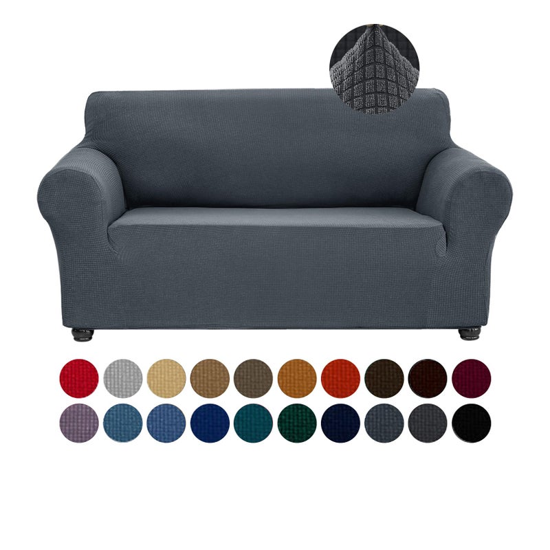 Joccun Stretch Loveseat Couch Cover Slipcover 1Piece Sofa Cover for 2 Cushion Couch Spandex Jacquard Washable Furniture Protector Cover for Living RoomKidsPetsLoveseatCharcoal
