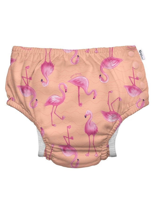 green sprouts i play. by green sprouts Reusable, Eco Snap Swim Diaper with Gussets, UPF 50, Patented Design, STANDARD 100 by OEKO-TEX Certified - Coral Flamingos - 6 mo