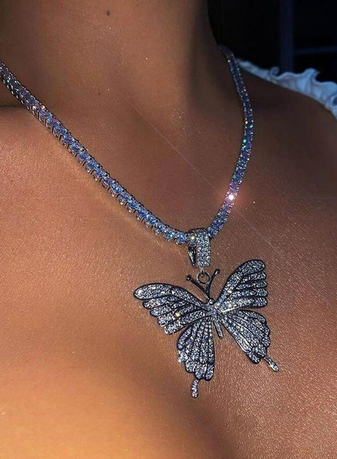 Take Two Rhinestone Butterfly Necklace - Image 1