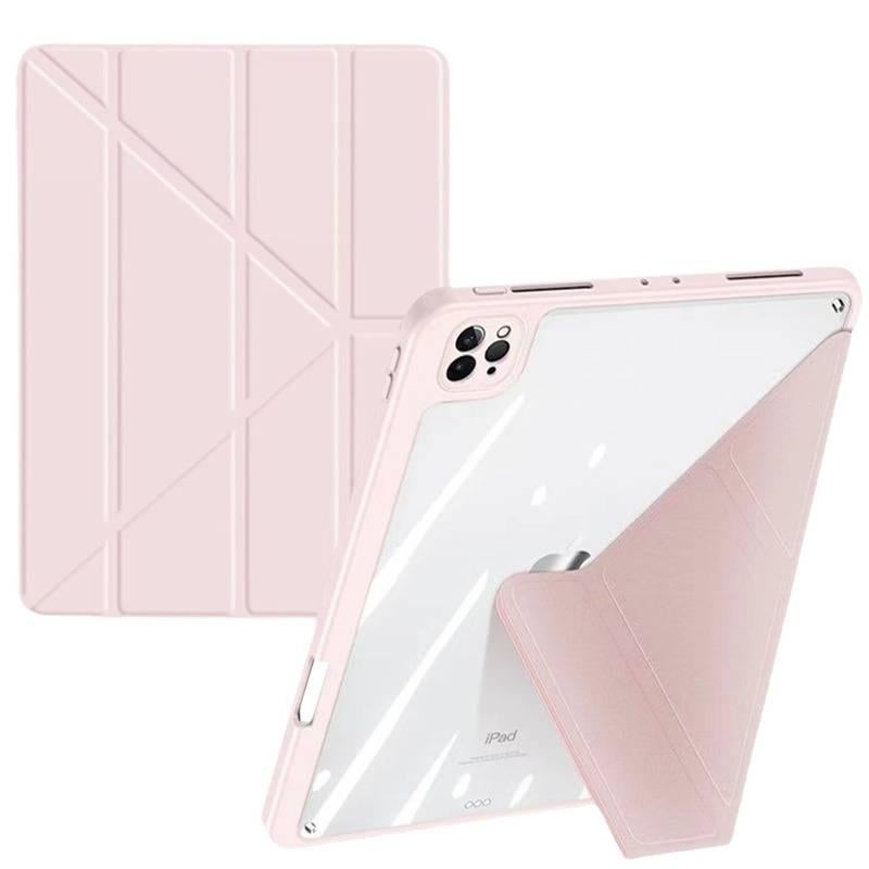 DGG حافظة آيباد شفافة بظهر واضح لجهاز iPad 10.2 مع حامل قلم باللون وردي بظهر شفاف باللون الوردي - Image 5