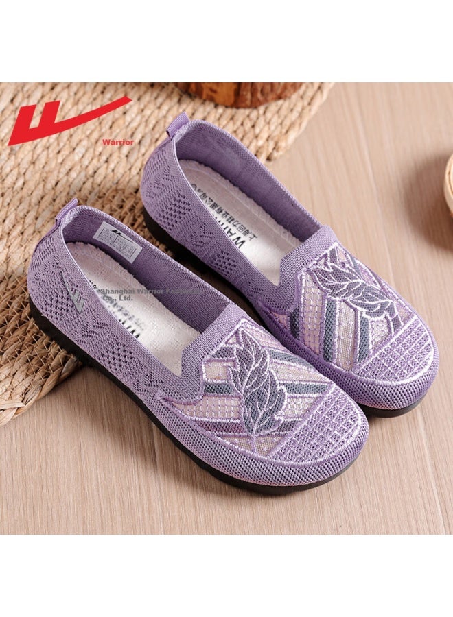 Warrior Official Summer Women'S Breathable Casual Soft-Soled Old Beijing Cloth Shoes For Elderly Women Purple Size 39 - Image 1