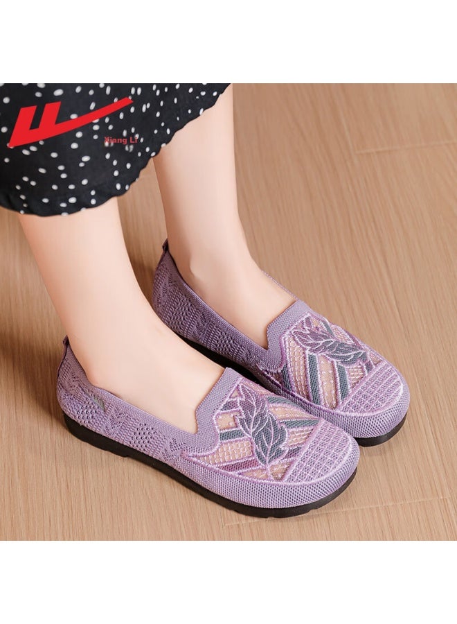 Warrior Official Summer Women'S Breathable Casual Soft-Soled Old Beijing Cloth Shoes For Elderly Women Purple Size 39 - Image 2