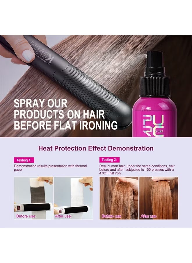 PURC Heat Protection Spray for Hair Reduce Frizz Hydrate Smooth Hair for 3 Days Heat Protection Up to 240°C+ 470°F for Curling Perming Blow Dry Leave in Essential Oil Heat Protection Spray 75ml - Image 2