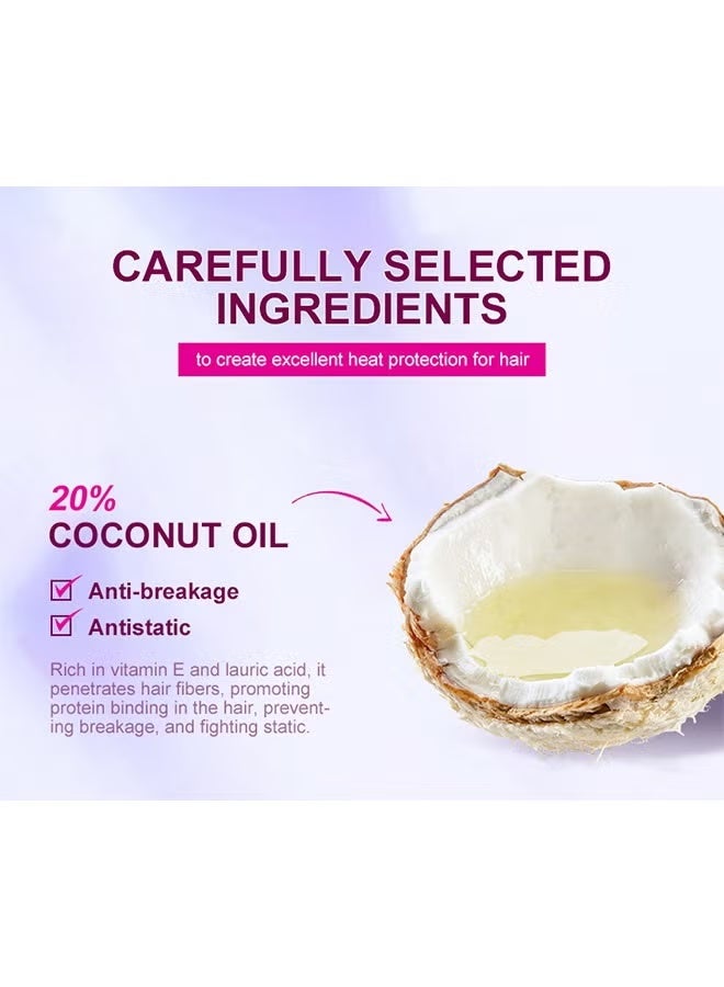 PURC Heat Protection Spray for Hair Reduce Frizz Hydrate Smooth Hair for 3 Days Heat Protection Up to 240°C+ 470°F for Curling Perming Blow Dry Leave in Essential Oil Heat Protection Spray 75ml - Image 5