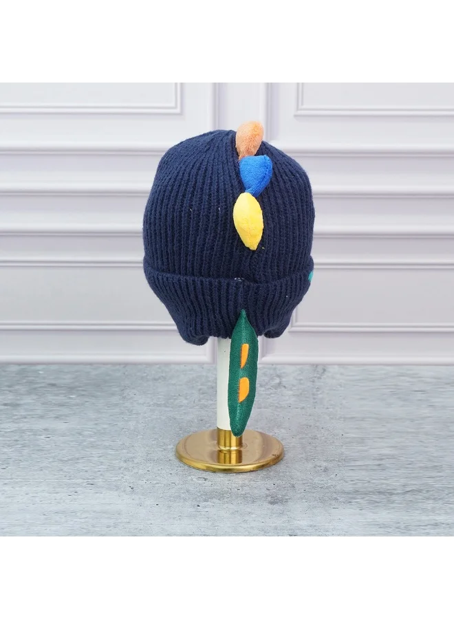 LITTLE SURPRISE BOX Navy 3D Head And Tail Knitten Woolen Winter Cap & Beanie