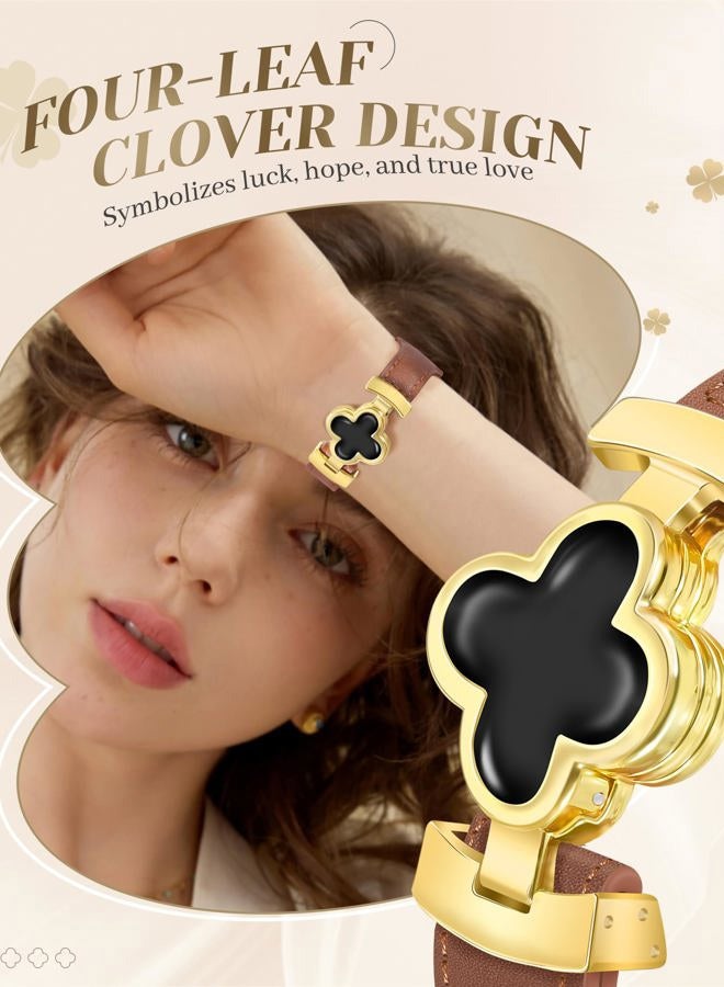 MOINSPIRE Designer Slim Leather Bands Compatible with Apple Watch Band 38mm 40mm 41mm 42mm(S10)for women, Four-Leaf Clover Cute Dressy Magnetic watch bands for iwatch Series Ultra/SE/9/8/7/6/5/4/3/2/1 - Image 4