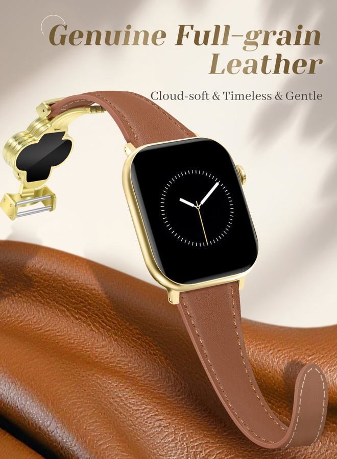 MOINSPIRE Designer Slim Leather Bands Compatible with Apple Watch Band 38mm 40mm 41mm 42mm(S10)for women, Four-Leaf Clover Cute Dressy Magnetic watch bands for iwatch Series Ultra/SE/9/8/7/6/5/4/3/2/1 - Image 3