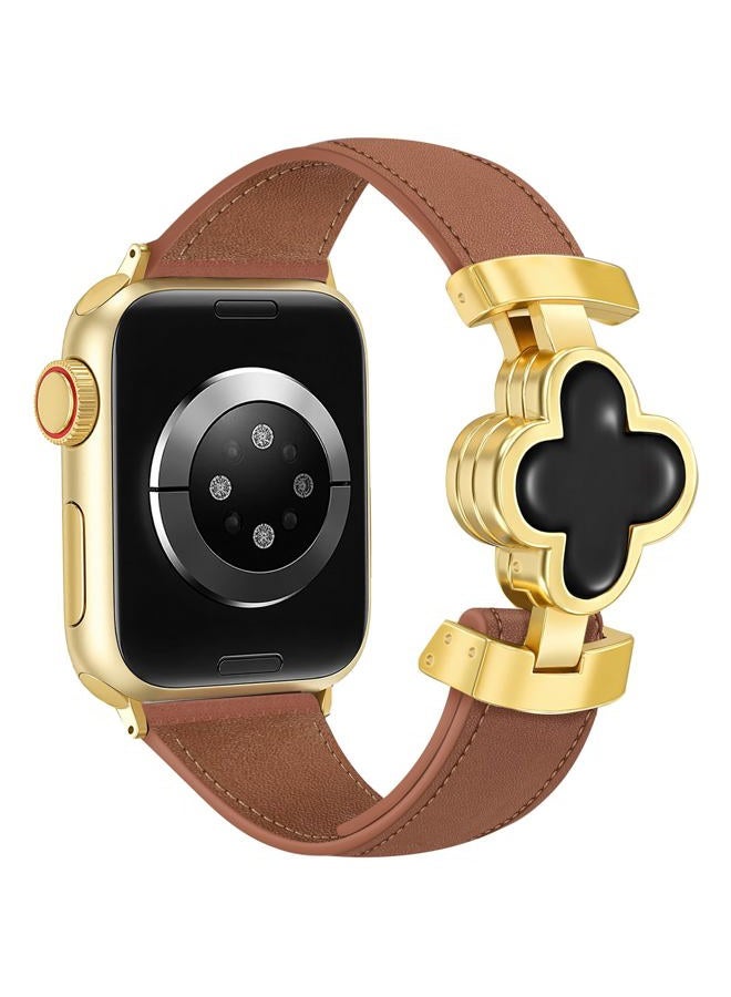MOINSPIRE Designer Slim Leather Bands Compatible with Apple Watch Band 38mm 40mm 41mm 42mm(S10)for women, Four-Leaf Clover Cute Dressy Magnetic watch bands for iwatch Series Ultra/SE/9/8/7/6/5/4/3/2/1 - Image 1