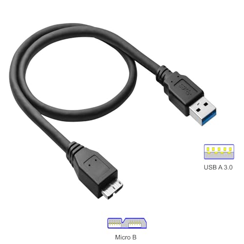 ienza 3FT External Hard Drive Cord, Replacement USB 3.0 to Micro-B Super Speed/Charge SS Cable for Western Digital WD My Passport, Seagate, Toshiba Canvio, Samsung S5/Note 3, LaCie, Elements & More - Image 2