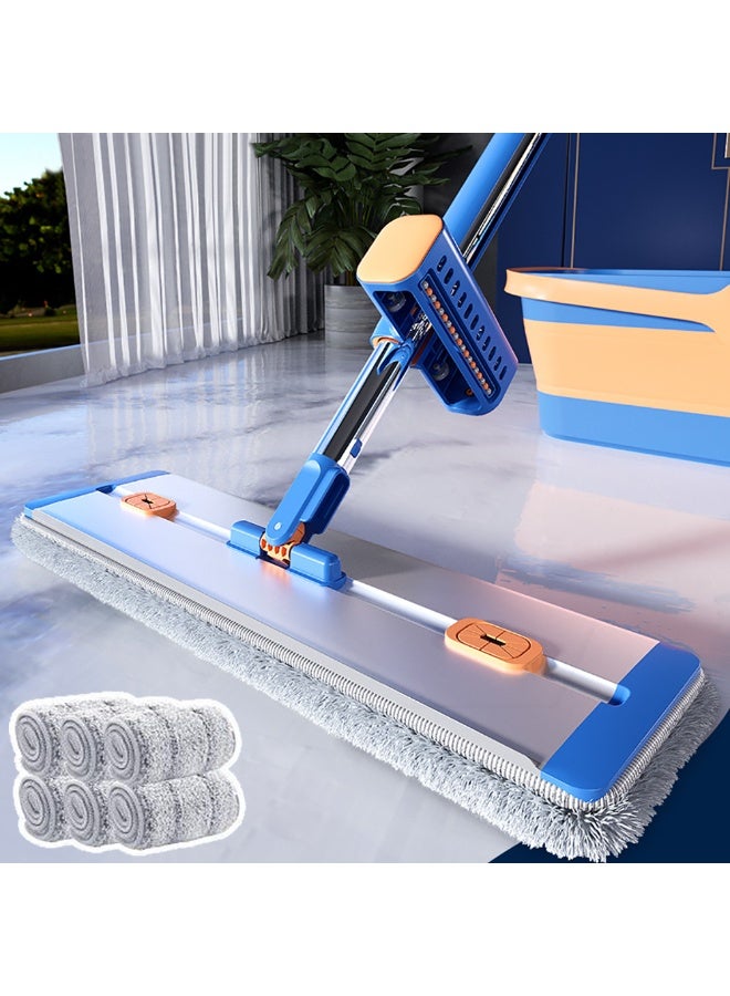 Large Flat Mop and Bucket Set, 360° Rotatable Adjustable Hardwood Floor Cleaning Mop with 6 Reusable Mop Pads, Wet and Dry Use Microfiber Mop, for Floor and Window Cleaning (Rectangle) - Image 1