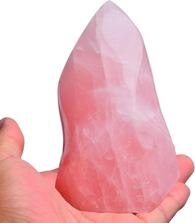 ROSE QUARTZ CRYSTAL STONES ENERGY FLAME TOWER CHAKRA HEALING STONE HOME DECORATION 0.6-1.0LB