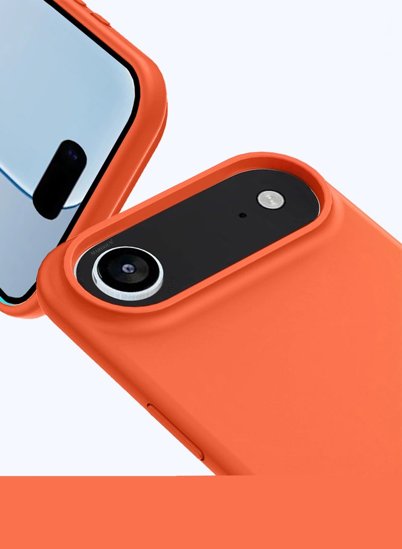 CATANES 3Packs Liquid Silicone Protective Phone Case for iPhone 17 Air , Soft Anti-Scratch Microfiber Lining Utra Slim Drop Protection Phone Cover with Two Privacy Screen Protectors - Cosmic Orange - Image 3