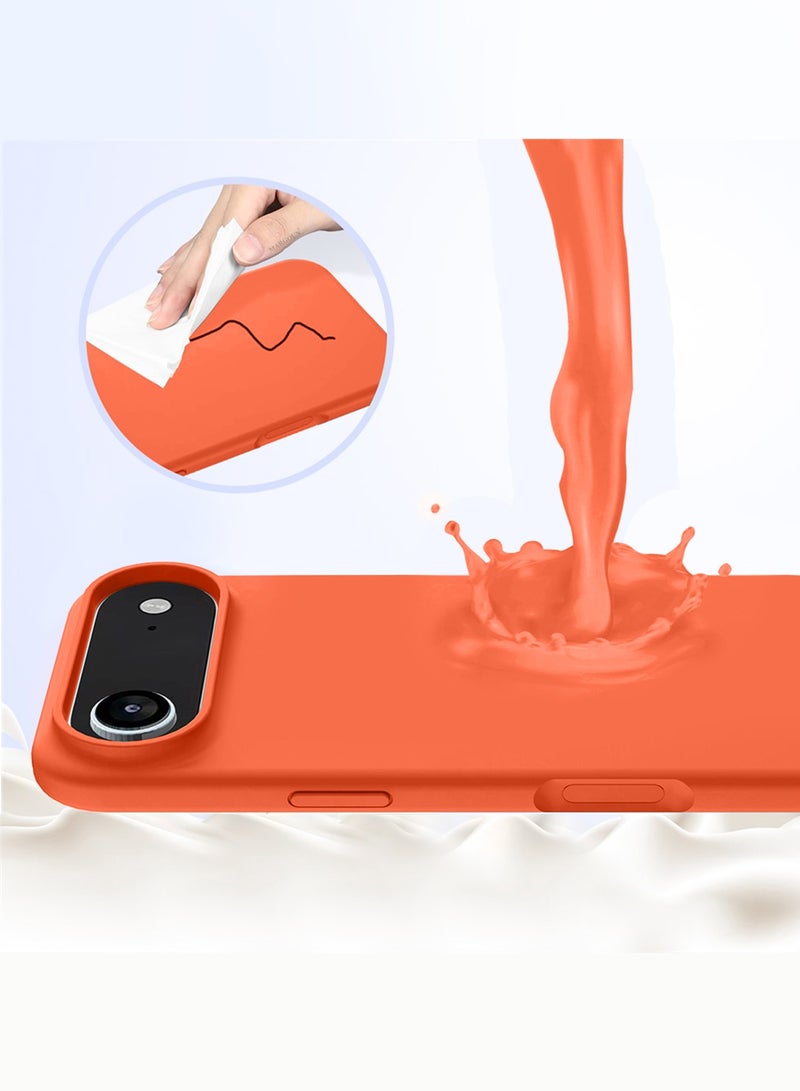 CATANES 3Packs Liquid Silicone Protective Phone Case for iPhone 17 Air , Soft Anti-Scratch Microfiber Lining Utra Slim Drop Protection Phone Cover with Two Privacy Screen Protectors - Cosmic Orange - Image 4