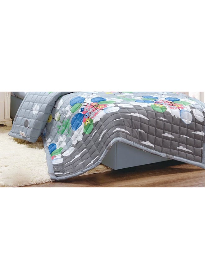 مون طقم لحاف مضغوط مكون من 3 قطع microfiber أبيض /رمادي/ أزرق - Image 2