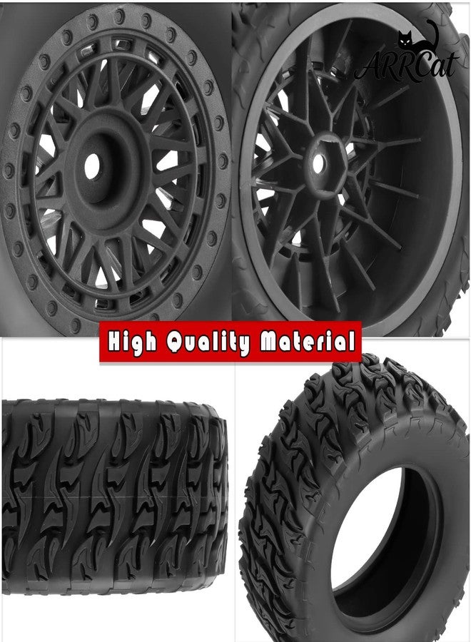 ARRCat RC 12mm Hex Short Course Truck Wheels Tires for 1/10 Slash 4x4 BL-2S 2WD Red cat Blackout SC L0si SCT Team Associated SC10 HPI,RC Wheels and Tires with Foam Inserts(4Pcs),Black - Image 5