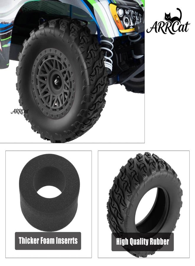 ARRCat RC 12mm Hex Short Course Truck Wheels Tires for 1/10 Slash 4x4 BL-2S 2WD Red cat Blackout SC L0si SCT Team Associated SC10 HPI,RC Wheels and Tires with Foam Inserts(4Pcs),Black - Image 3
