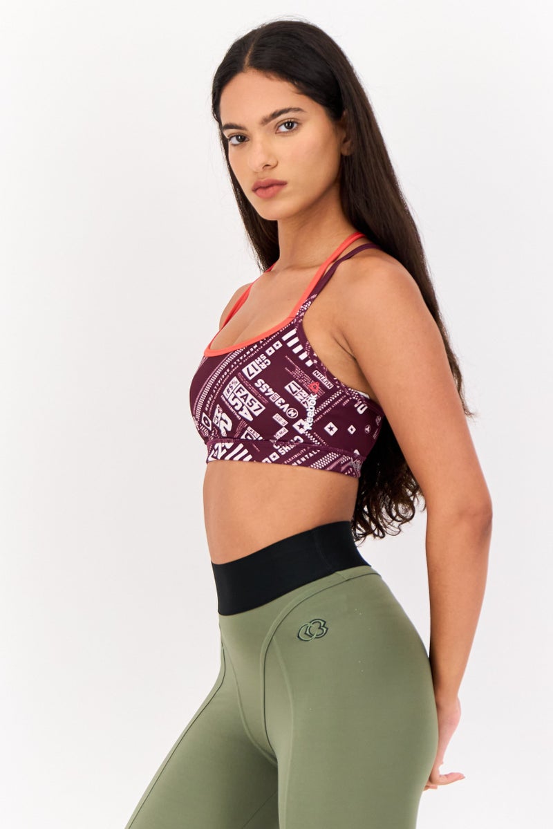 Reebok حمالة صدر رياضية للنساء بدون حشوة، مارون - Image 2