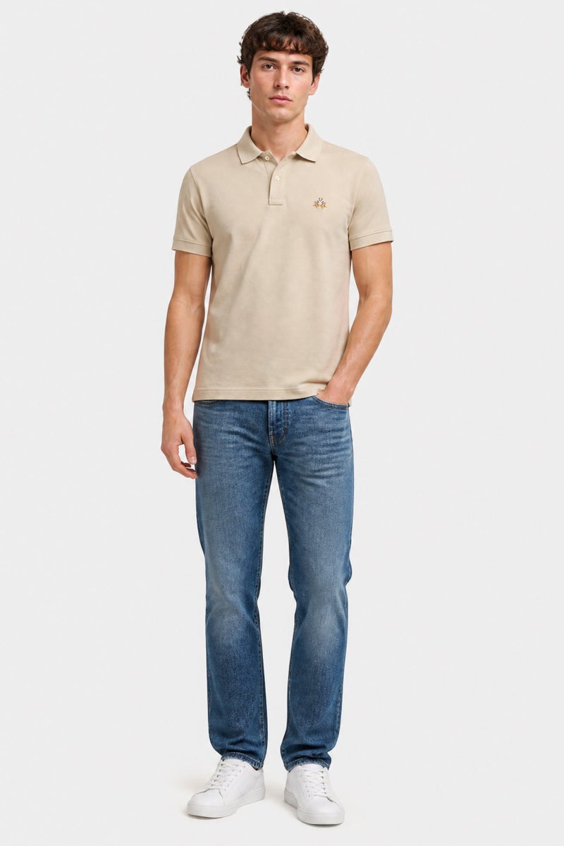 La Martina Men Regular Fit Embroidered Logo Short Sleeve Polo Shirt, Beige - Image 2