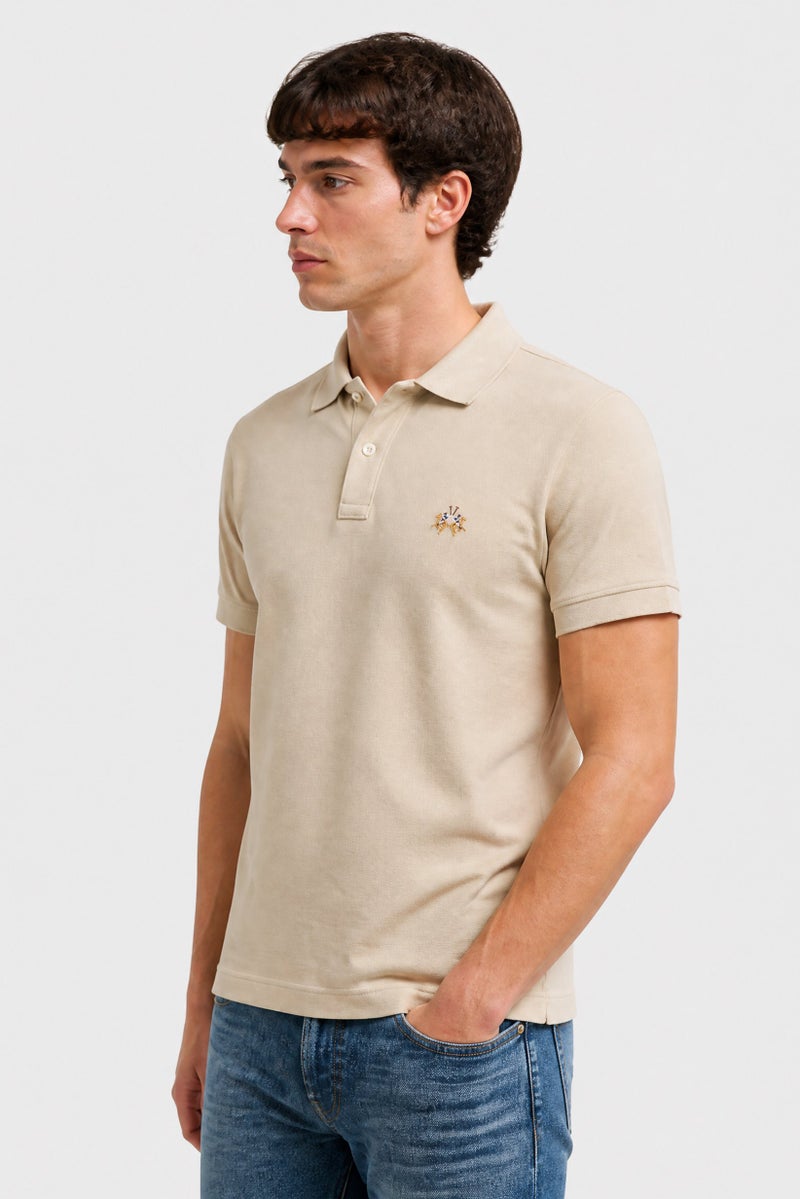 La Martina Men Regular Fit Embroidered Logo Short Sleeve Polo Shirt, Beige - Image 3