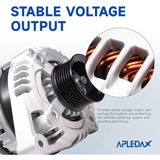 APLEDAX High Output Alternator for Honda Accord EX EX-L LX 2008-2012, LX-P 2009-2012, FOR/Acura TSX 2009-2014 2.4L, 31100-R40-A01, 130A, 14V, 7-Groove Pulley - Image 4