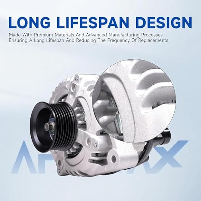 APLEDAX High Output Alternator for Honda Accord EX EX-L LX 2008-2012, LX-P 2009-2012, FOR/Acura TSX 2009-2014 2.4L, 31100-R40-A01, 130A, 14V, 7-Groove Pulley - Image 5