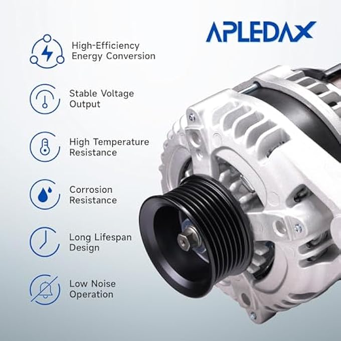 APLEDAX High Output Alternator for Honda Accord EX EX-L LX 2008-2012, LX-P 2009-2012, FOR/Acura TSX 2009-2014 2.4L, 31100-R40-A01, 130A, 14V, 7-Groove Pulley - Image 2