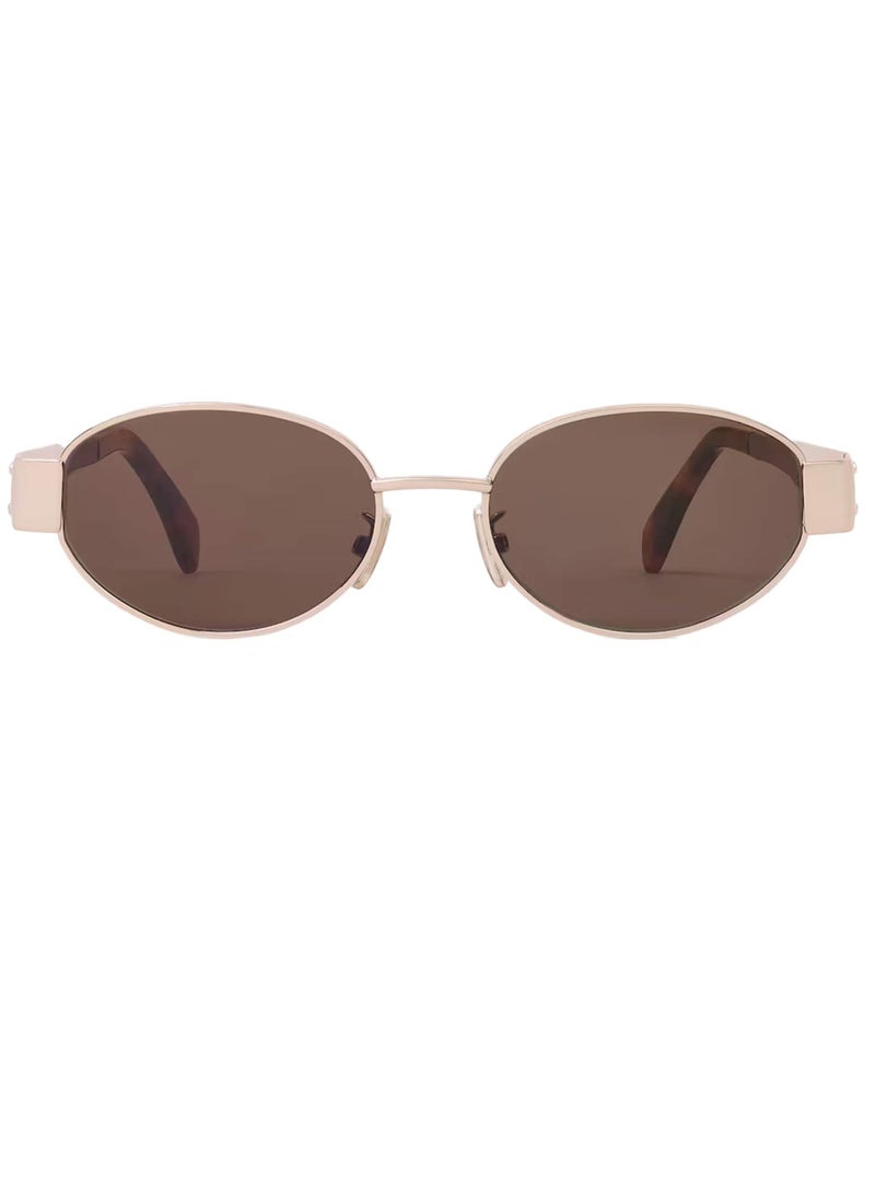 Celine - Celine Oval Triomphe Metal 01 Rose Gold Sunglasses CL40235U 28E - Image 1
