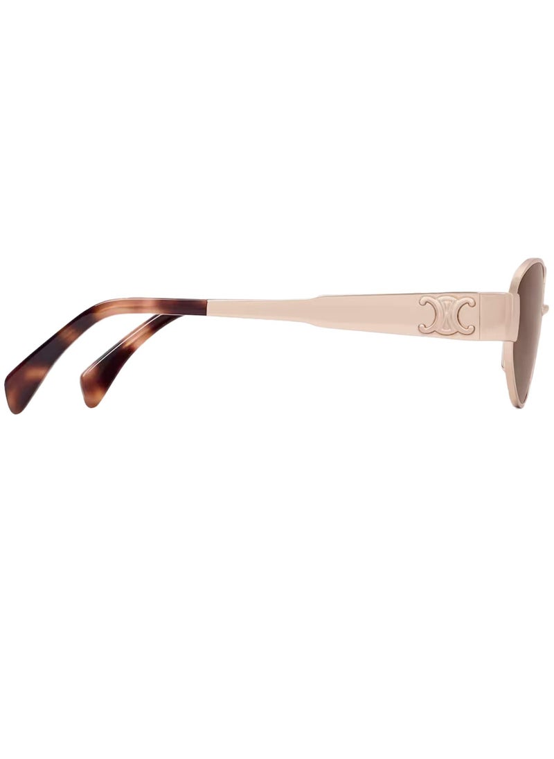 Celine - Celine Oval Triomphe Metal 01 Rose Gold Sunglasses CL40235U 28E - Image 1