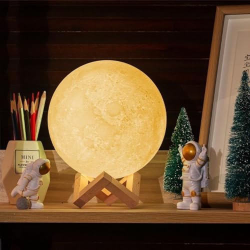 One94Store 3D Moon Lamp 7 Colour Changeable Sensor Moon Night Light Lamp, Touch Control, Moonlight Lamp with Stand & USB for Bedrooms Valentine Gifts, Festival, Wedding Gifts (13 cm) Plastic, LED - Image 2