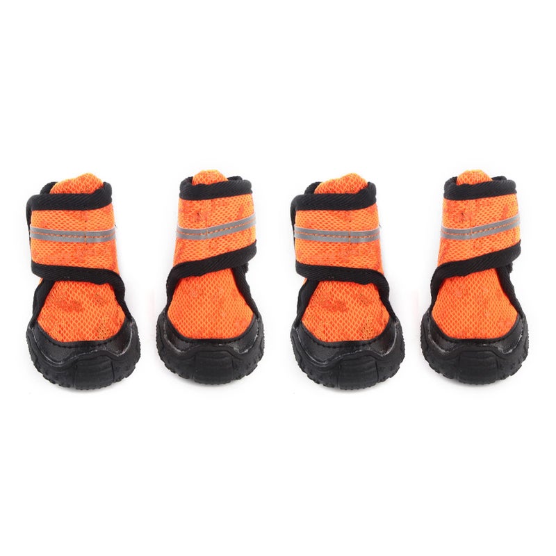 Orange Dog Shoes 4PCS Antislip Breathable Boots Reflective Straps Adjustable Zipper Size 90 - Image 2