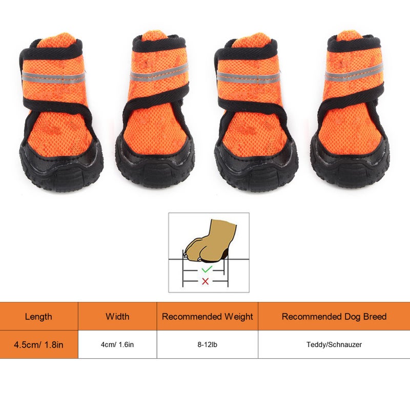Orange Dog Shoes 4PCS Antislip Breathable Boots Reflective Straps Adjustable Zipper Size 90 - Image 4
